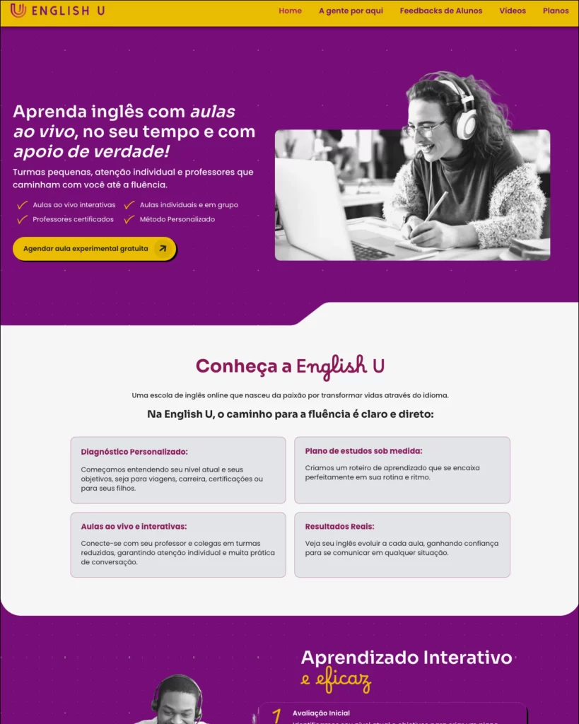 site para escola de inglês