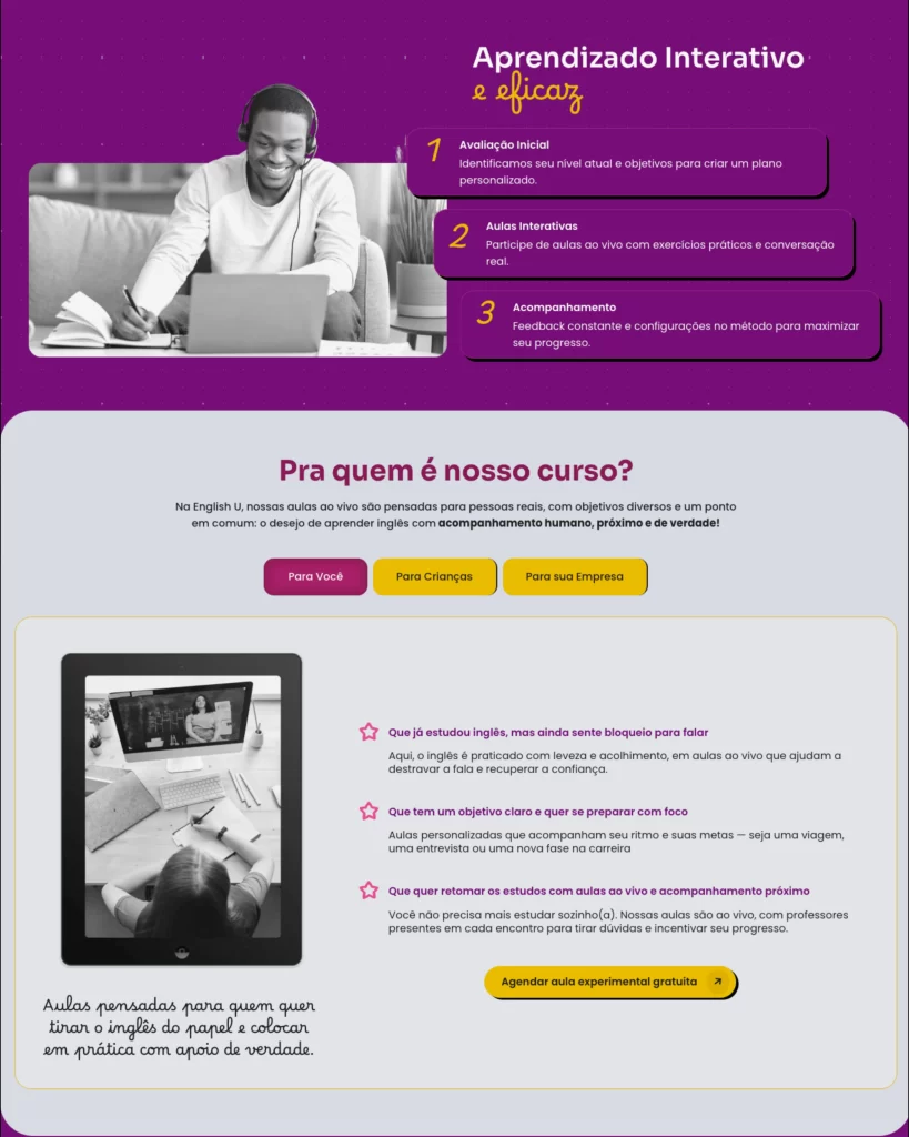 site para escola de inglês