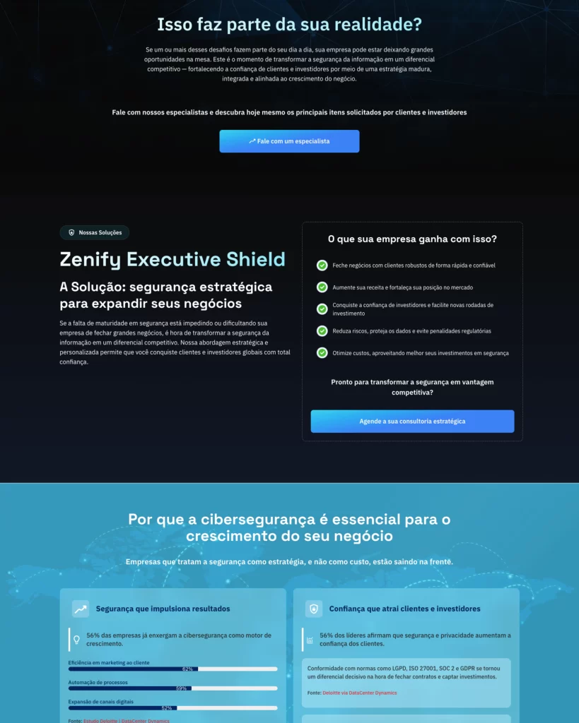 landing page para empresa de cibersegurança
