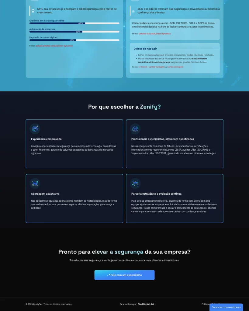 landing page para empresa de cibersegurança